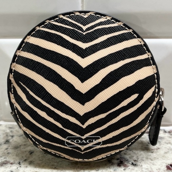 Coach Handbags - Coach Round Zebra Print Coin Purse